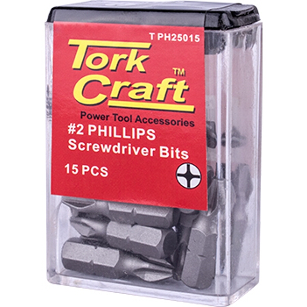 Tork Craft Phil. 2x25mm Inset Bit 15 Piece In Tac Box
