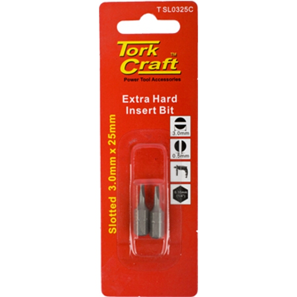 Tork Craft S/D Insert Bit 3mmx25mm 2/Card
