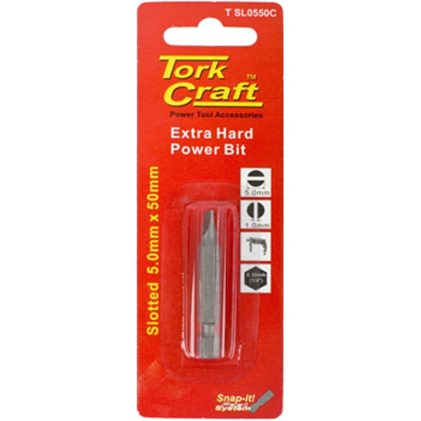 Tork Craft S/D Power Bit 5mmx50mm Slotted 1/Cd