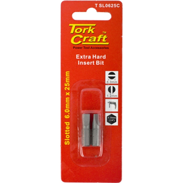 Tork Craft S/D Insert Bit 6mmx25mm 2/Card