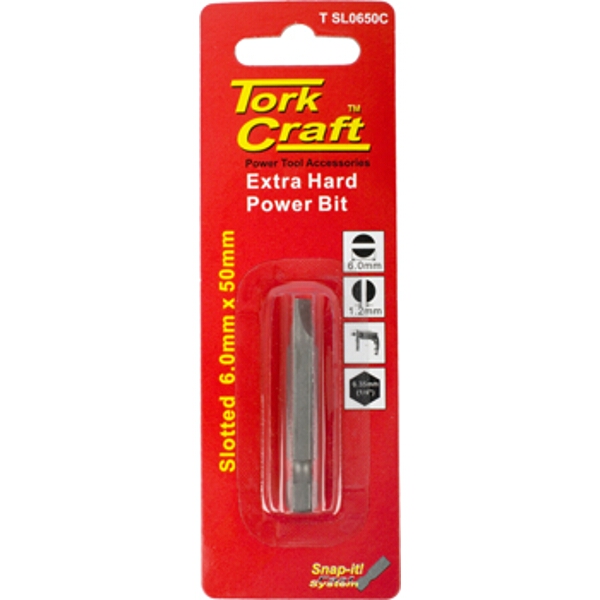 Tork Craft S/D Power Bit 6mmx50mm Slotted 1/Cd