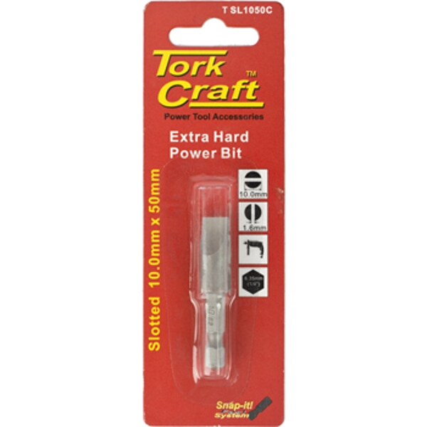 Tork Craft S/D Power Bit 10mmx50mm Slotted 1/Cd