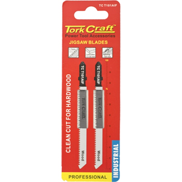 Tork Craft T-Shank Jigsaw Blade for Hardwood 1.7mm 14Tpi 100mm 2 Piece