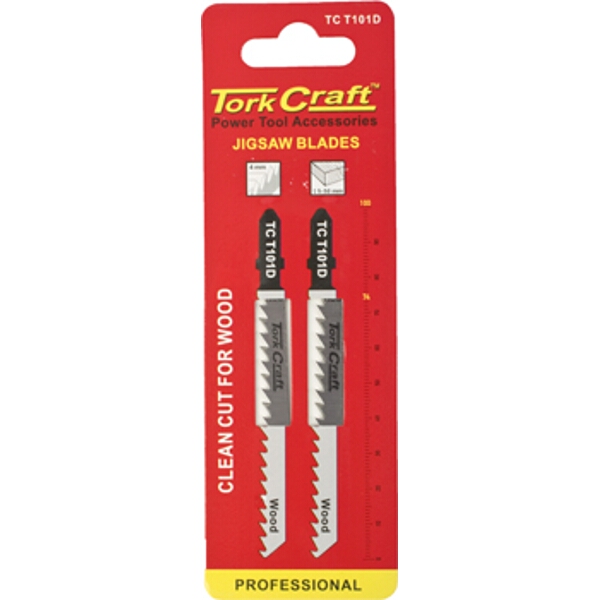 Tork Craft T-Shank Jigsaw Blade for Wood 4mm 6Tpi 100mm 2 Piece