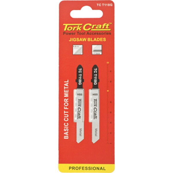 Tork Craft T-Shank Jigsaw Blade for Metal .8mm 28Tpi 75mm 2 Piece