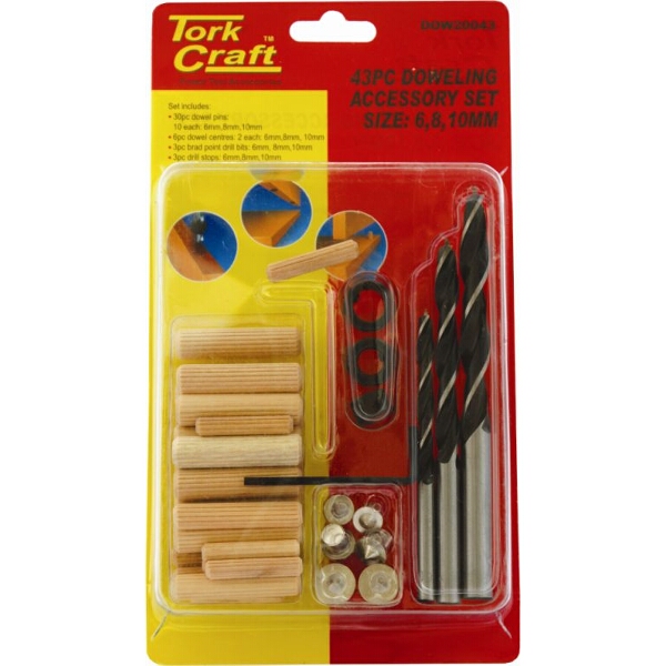 Tork Craft Dowel Kit 6/8/10mm – 43 Piece