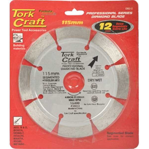 Tork Craft Diamond Blade Segmented 115mm With 12mm Segments