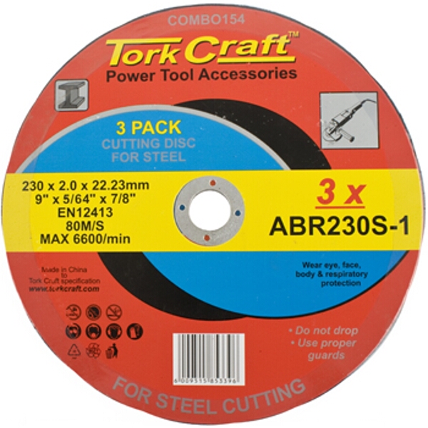 Tork Craft Cutting Disc (3 Pk) Steel 230X2.0X22.23mm (Abr230S-1)