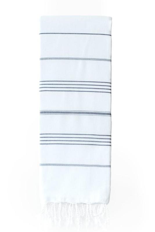 Turkish Throw 100% Cotton – Elim White & Grey (160x220cm)
