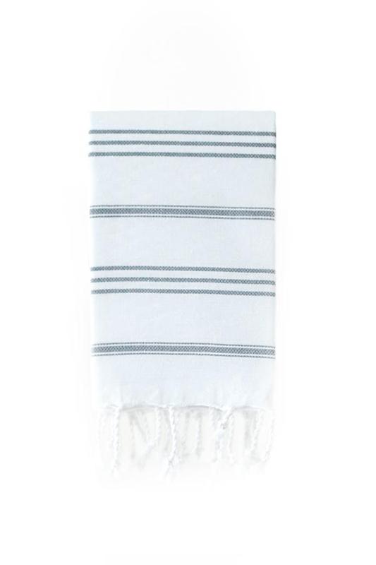 Turkish Hand Towel-100% Cotton – Elim White & Grey (60x90cm)