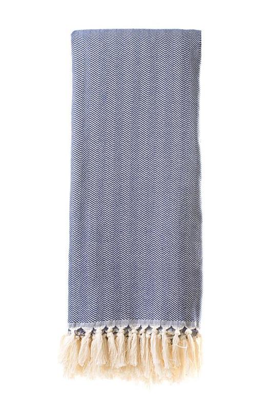 Turkish Blanket 100% Cotton – Herringbone Navy (220x240cm)