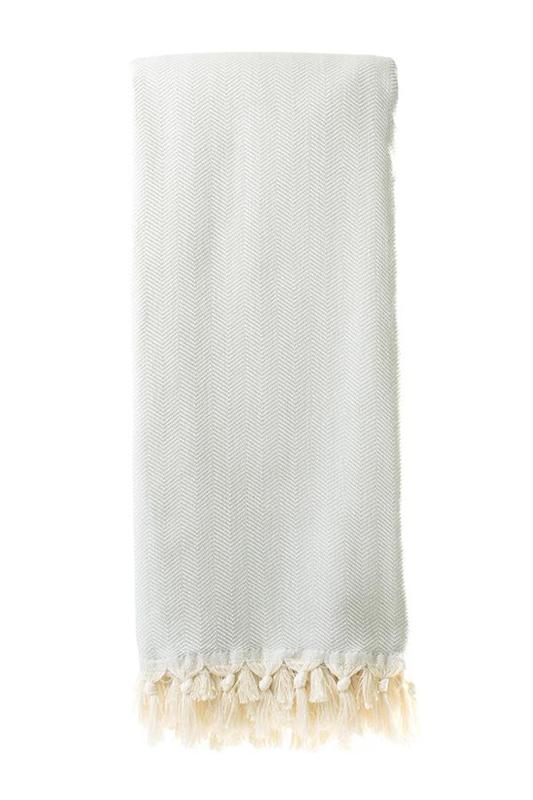 Turkish Blanket 100% Cotton – Herringbone Light Grey (220x240cm)