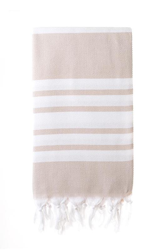 Turkish Towel 100% Cotton – Herringbone Sand (100x180cm)