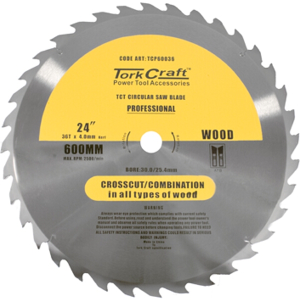 Tork Craft TCT Saw Blade Ripping 600X36T 40/30/25.4/20/16