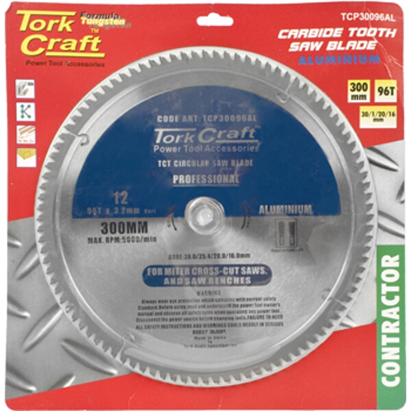 Tork Craft Blade Contractor Alum 300 X 96T 30/1/20/16 Circular Saw TCT
