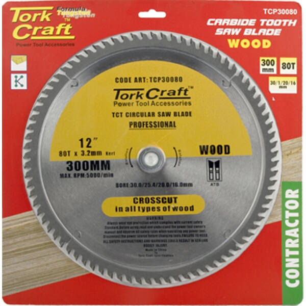 Tork Craft Blade Contractor 300 X 80T 30/1/20/16 Circular Saw TCT