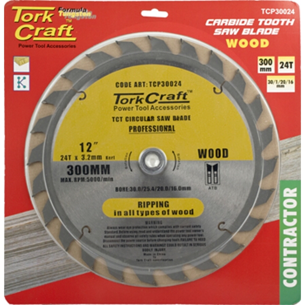 Tork Craft Blade Contractor 300 X 24T 30/1/20/16 Circular Saw TCT