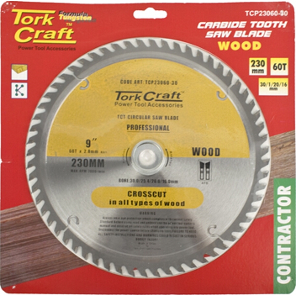 Tork Craft Blade Contractor 230 X 60T 30/1/20/16 Circular Saw TCT