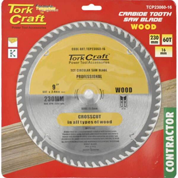 Tork Craft Blade Contractor 230 X 60T 16mm Circular Saw TCT