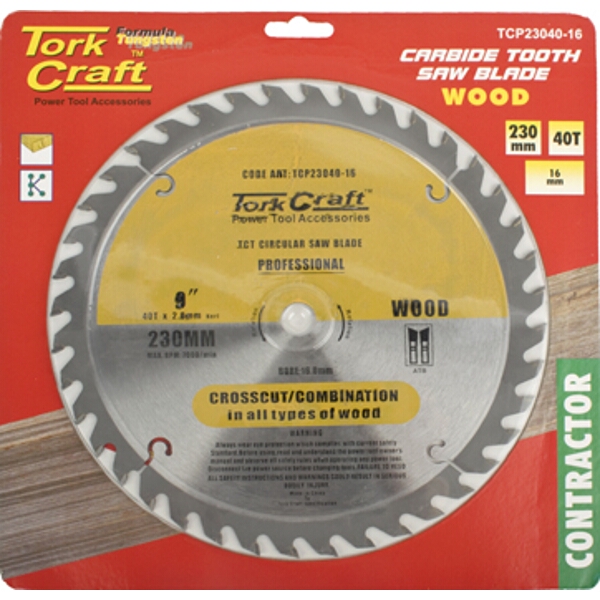 Tork Craft Blade Contractor 230 X40T 16mm Circular Saw TCT