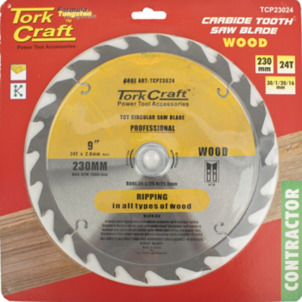 Tork Craft Blade Contractor 230X24T 30/1/2 Circular Saw TCT