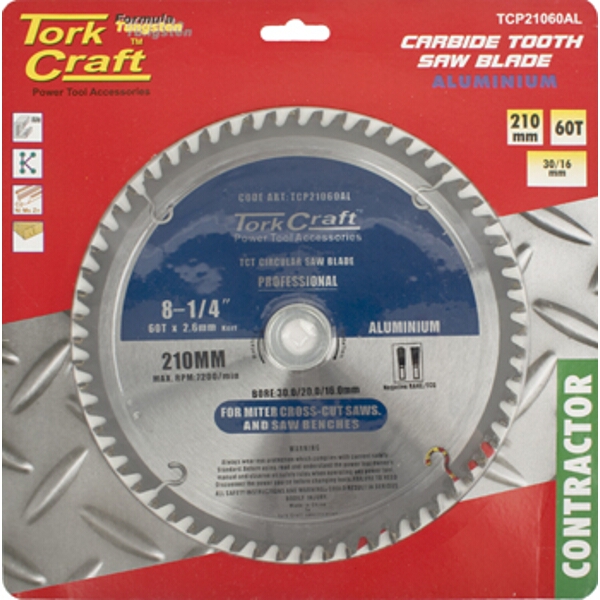 Tork Craft Blade Contactor Alum 210 X 60T 30/16 Circular Saw TCT