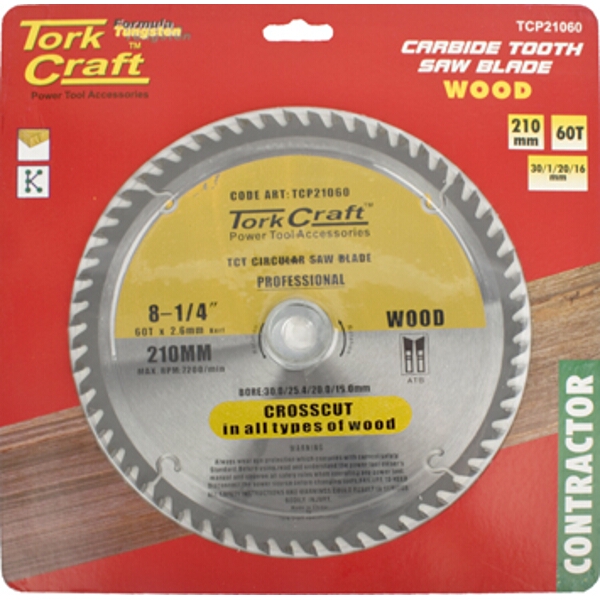 Tork Craft Blade Contractor 210 X 60T 30-1-20-16 Circular Saw TCT