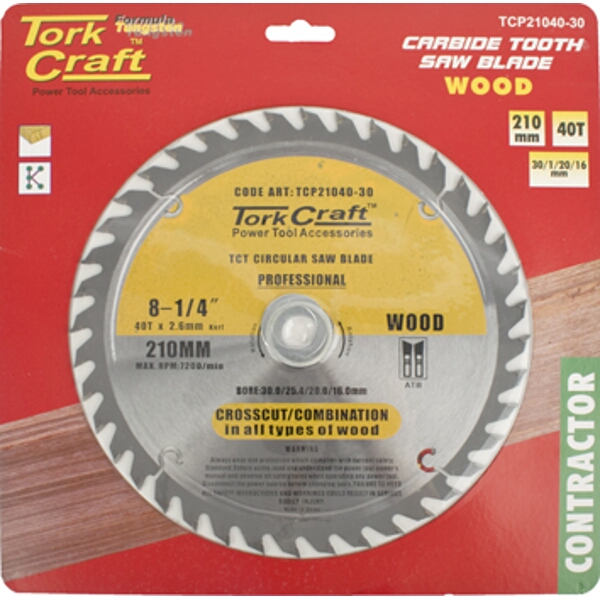 Tork Craft Blade Contractor 210 X 40T 30-1-20-16 Circular Saw TCT