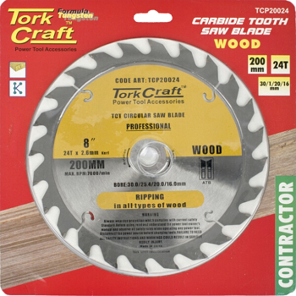 Tork Craft Blade Contractor 200 X 24T 30/1/20/16 Circular Saw TCT