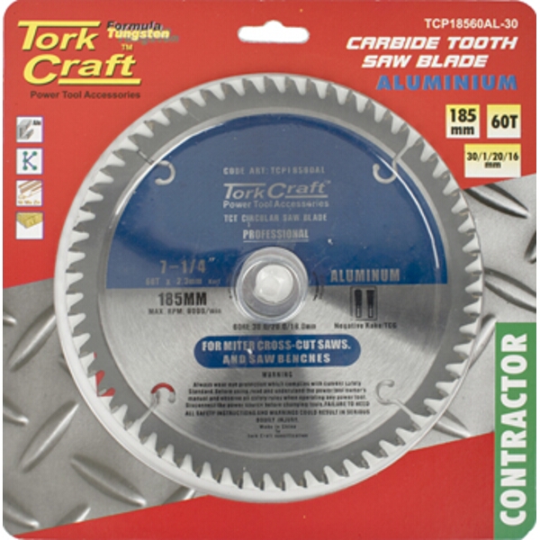 Tork Craft Blade Contractor Alum 185 X 60T 30 Circular Saw TCT