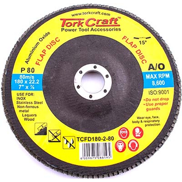 Tork Craft Flap Disc 180mm 15 Deg.Angle 80Grit