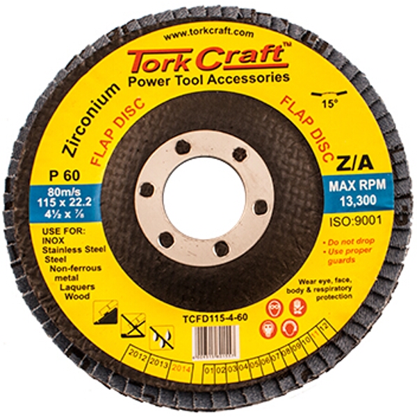 Tork Craft Flap Disc Zirconium 115mm 60Grit Angled