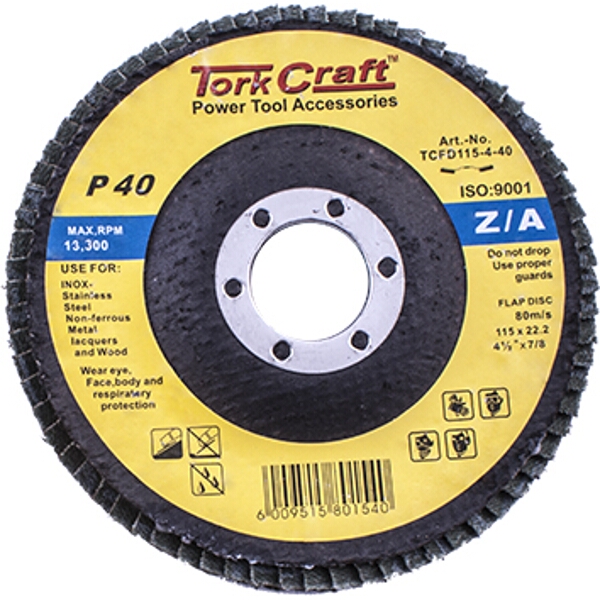 Tork Craft Flap Disc Zirconium 115mm 40Grit Angled