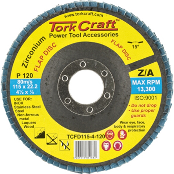 Tork Craft Flap Disc Zirconium 115mm 120Grit Angled