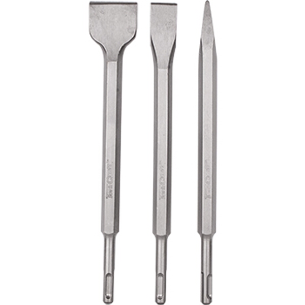 Tork Craft Sds Plus Chisel Set 3Pce Pointed 14mm Flat 20mm Flat 40mm