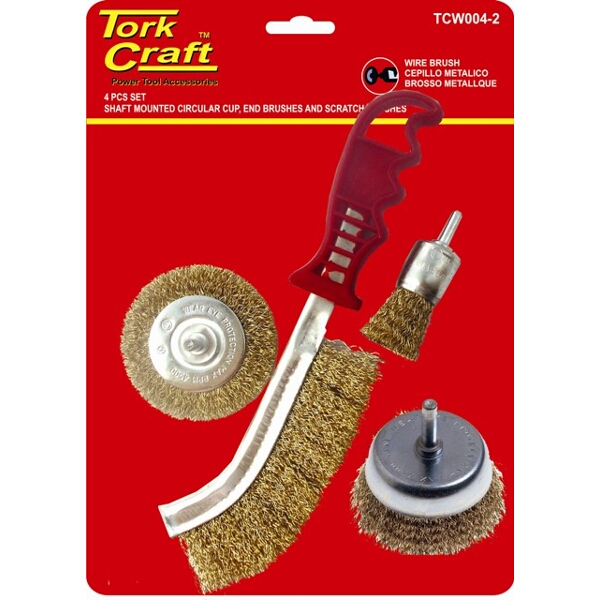 Tork Craft Wire Brush Set 4Pce With Hand Brush