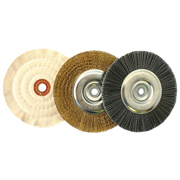 Tork Craft Bench Grinder Set 150mm 3Pce 1 X Wire 1 X Buff 1 X Nylon Wheel