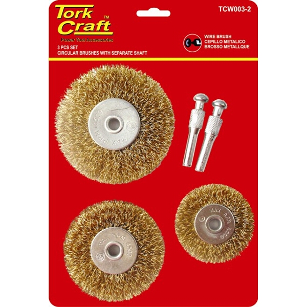 Tork Craft Wire Brush Set 3Pce With Separate Shaft