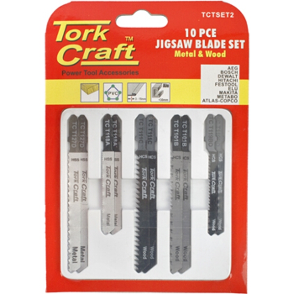 Tork Craft Jigsaw Blade Set 10 Pce For Metal & Wood T – Shank