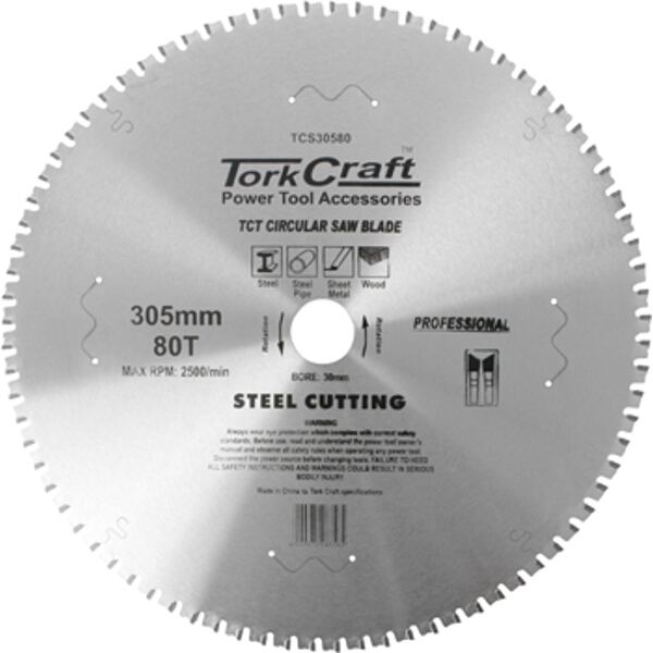 Tork Craft TCT Blade Steel Cutting 305X80T 30mm