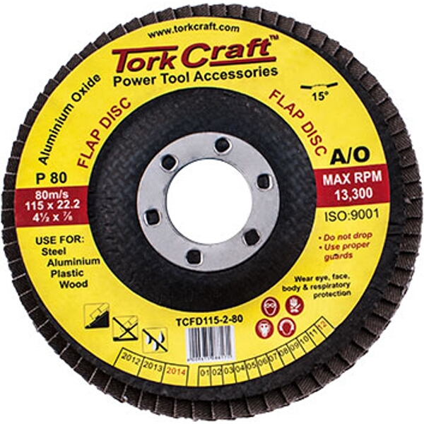 Tork Craft Flap Disc 115mm 15 Deg.Angle 80Grit