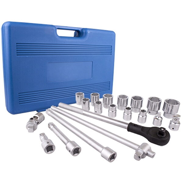 Tork Craft Socket Set 20Pc 3/4″ Drive 6Pt 19 – 50mm In Blow Mould Case