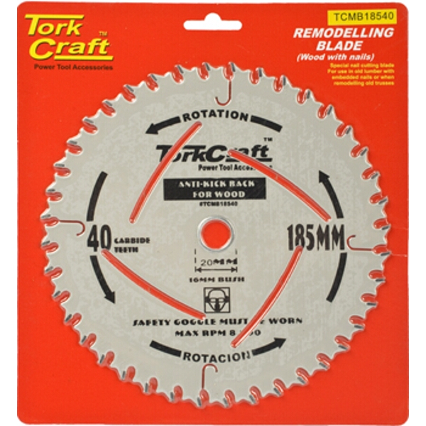 Tork Craft Blade Master Type 185X40T 20-16mm Anti Kick Back