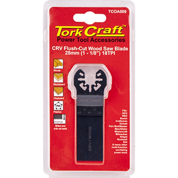 Tork Craft Quick Change Flush Cut Wood Saw Blade 28mm(1-1/8″)18Tpi Crv