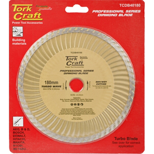 Tork Craft Diamond Blade 180X22.22mm Turbo Wave