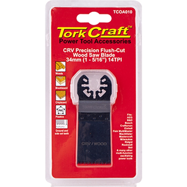Tork Craft Quick Change Flush Cut Wood Saw Blade 34mm(1-5/16″)14Tpi Crv