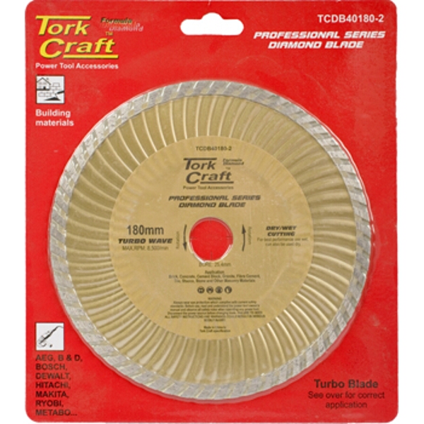 Tork Craft Diamond Blade 180X25.4mm Turbo Wave