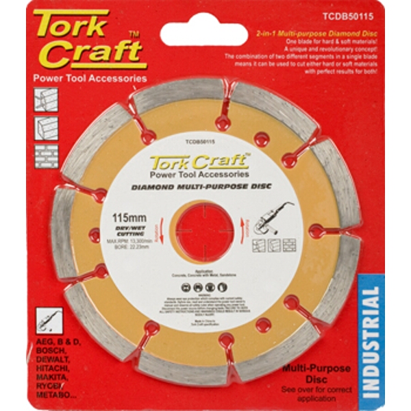Tork Craft Diamond Blade Multi Purp. 115mm Hard & Soft Mat.