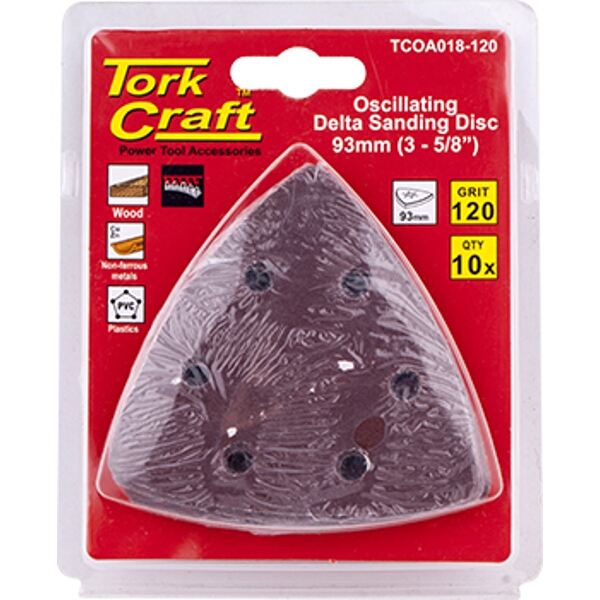 Tork Craft Oscillating Sandpaper A/O 93mm 10Pc Delta Shape 120Grit