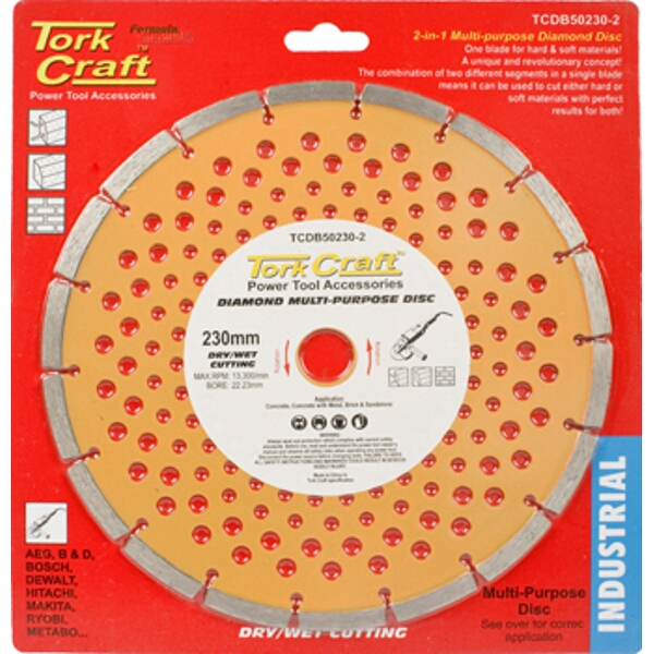 Tork Craft Diamond Blade Multi Purp.Segm.230mm Hard & Soft Mat.